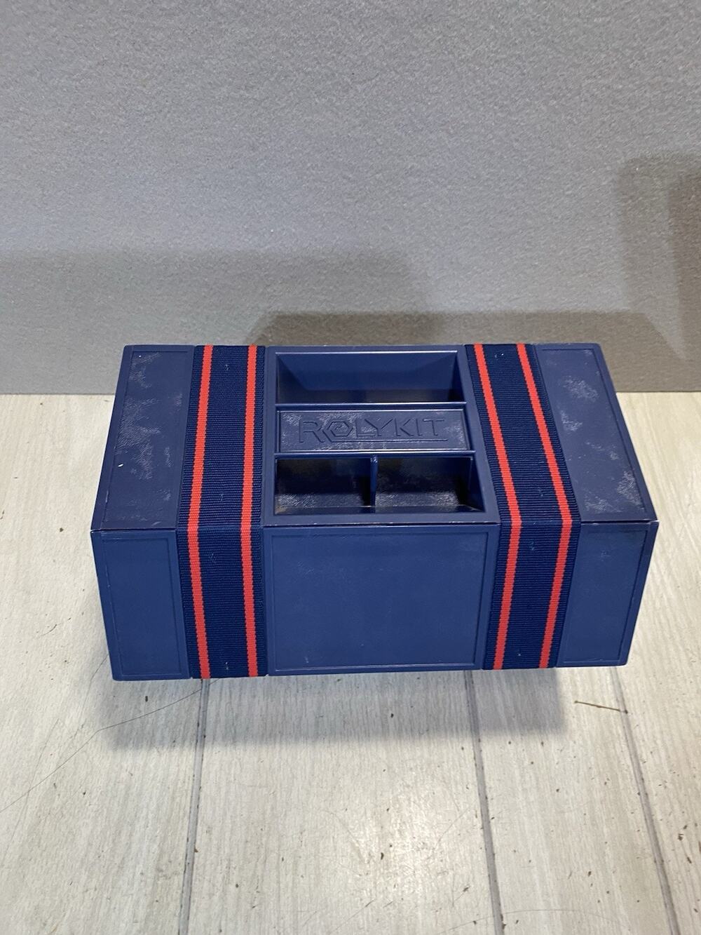 Blue VINTAGE ROLYKIT ROLL UP BOX PORTABLE STORAGE Organizer Tackle Crafts Sewing